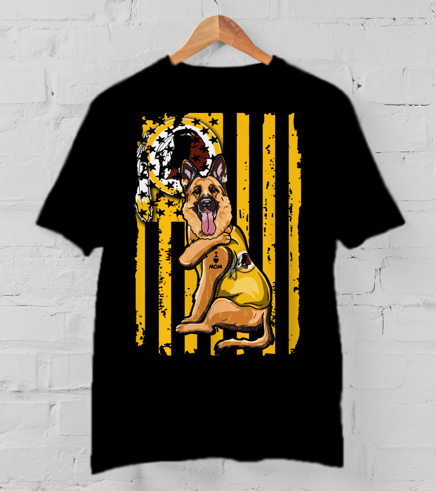 German Shepherd I Love Mom Washington Redskins Fan Style T-Shirt