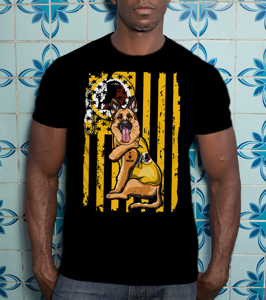 German Shepherd I Love Mom Washington Redskins Fan Style T-Shirt