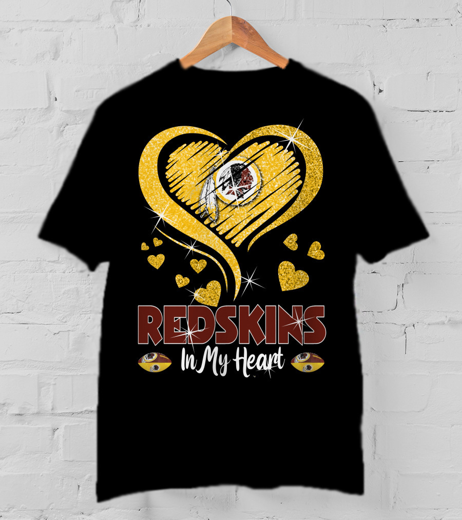 Redskins In My Heart Football Team Sparkling Heart T-Shirt