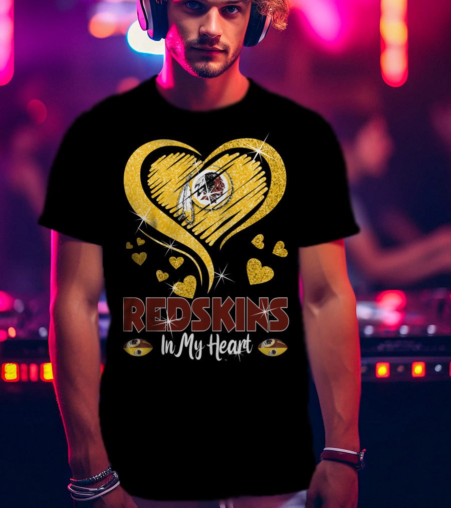 Redskins In My Heart Football Team Sparkling Heart T-Shirt