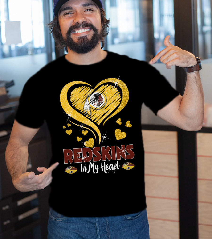 Redskins In My Heart Football Team Sparkling Heart T-Shirt