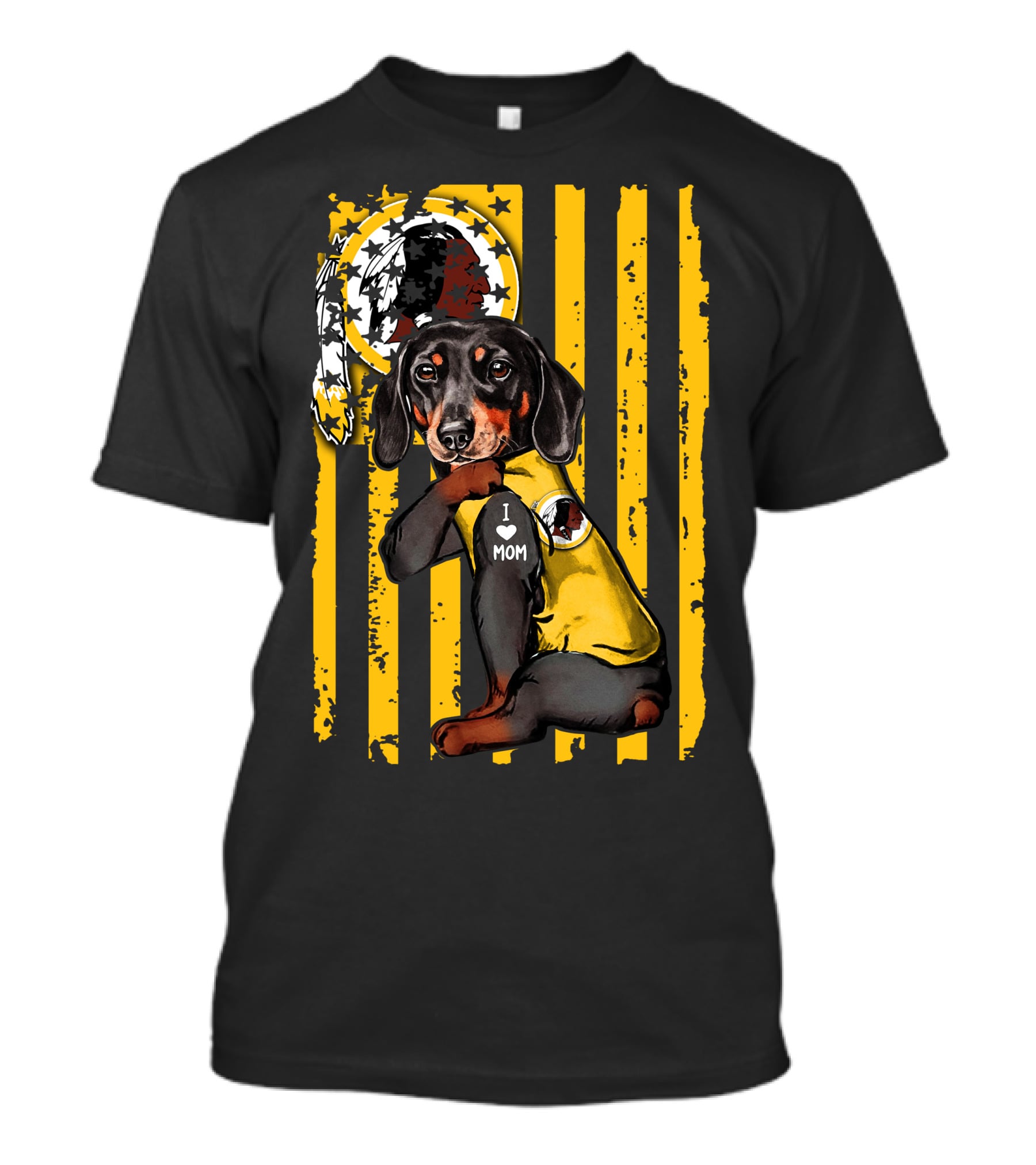 Dachshund I Love Mom Washington Redskins T-Shirt