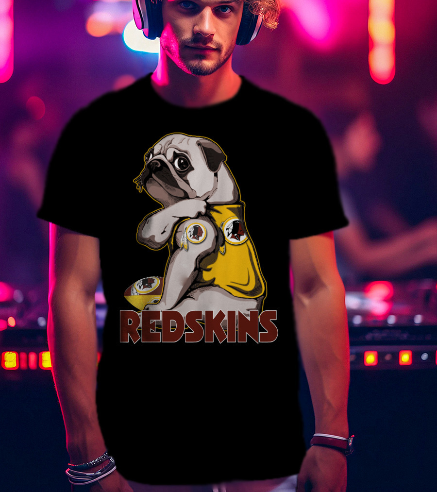 Pug With Washington Redskins T-Shirt