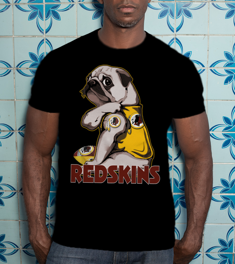 Pug With Washington Redskins T-Shirt
