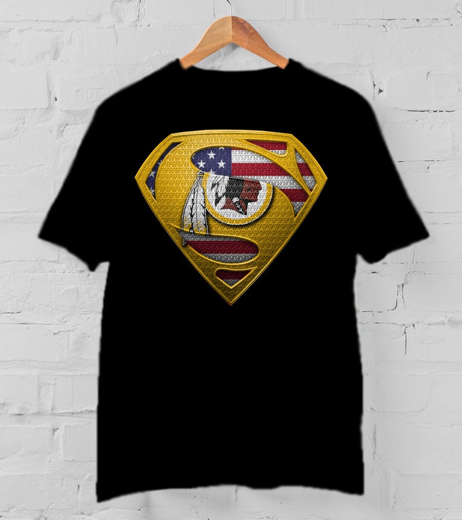 Washington Redskins Superhero Emblem American Flag T-Shirt