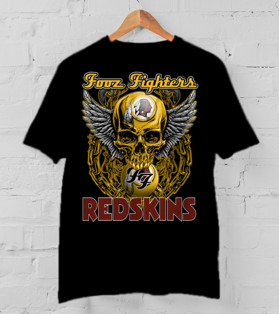 Fooz Fighters Redskins Skull Wings Chain T-Shirt