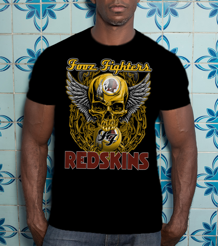 Fooz Fighters Redskins Skull Wings Chain T-Shirt