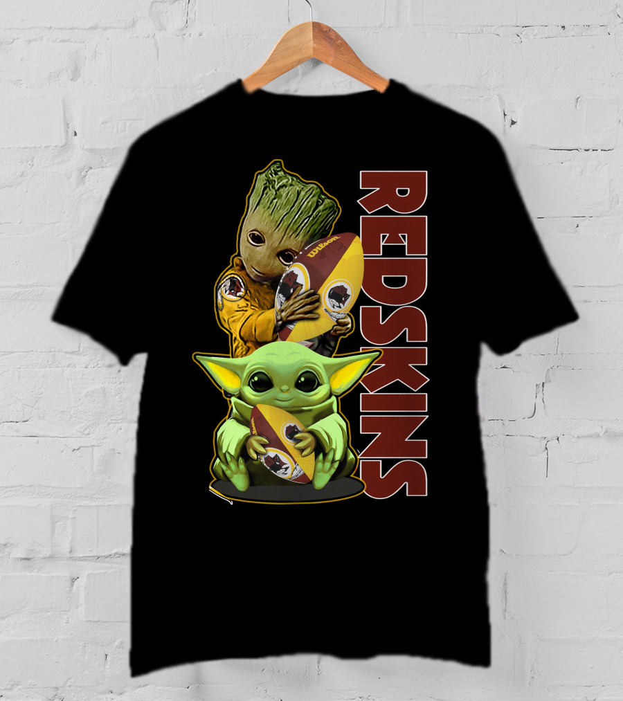 Groot Baby Yoda Washington Redskins Football T-Shirt