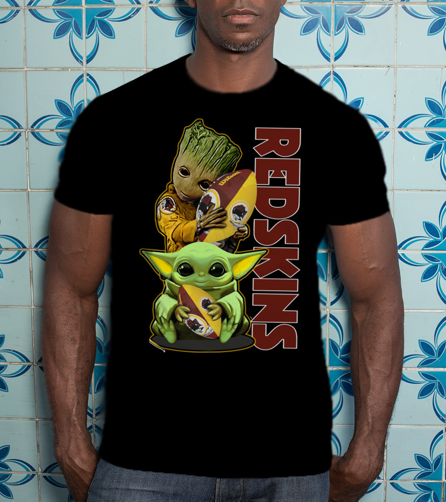 Groot Baby Yoda Washington Redskins Football T-Shirt