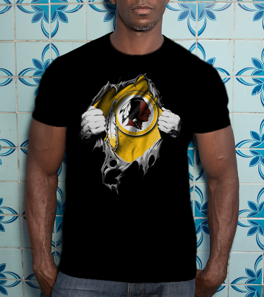 Torn V2 Washington Redskins Logo Peeling Hands T-Shirt