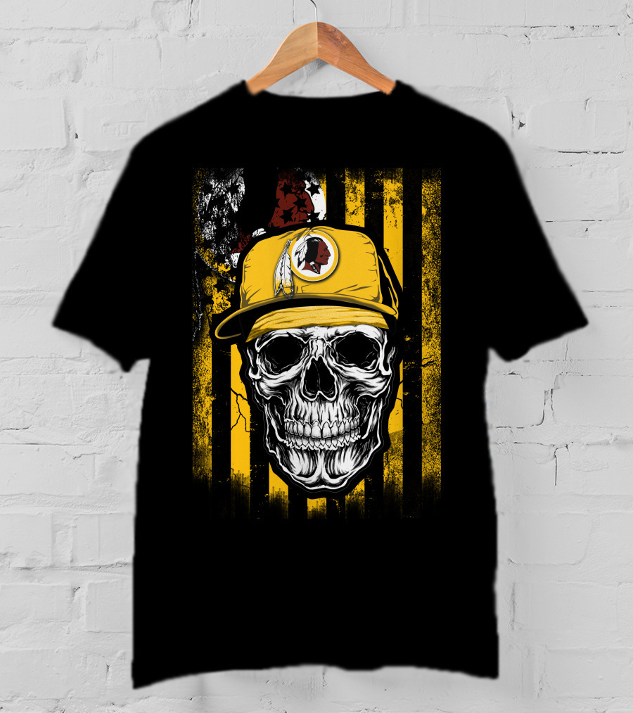 Skull V1 Washington Redskins Hat Stripes Iconic Sports Symbol T-Shirt