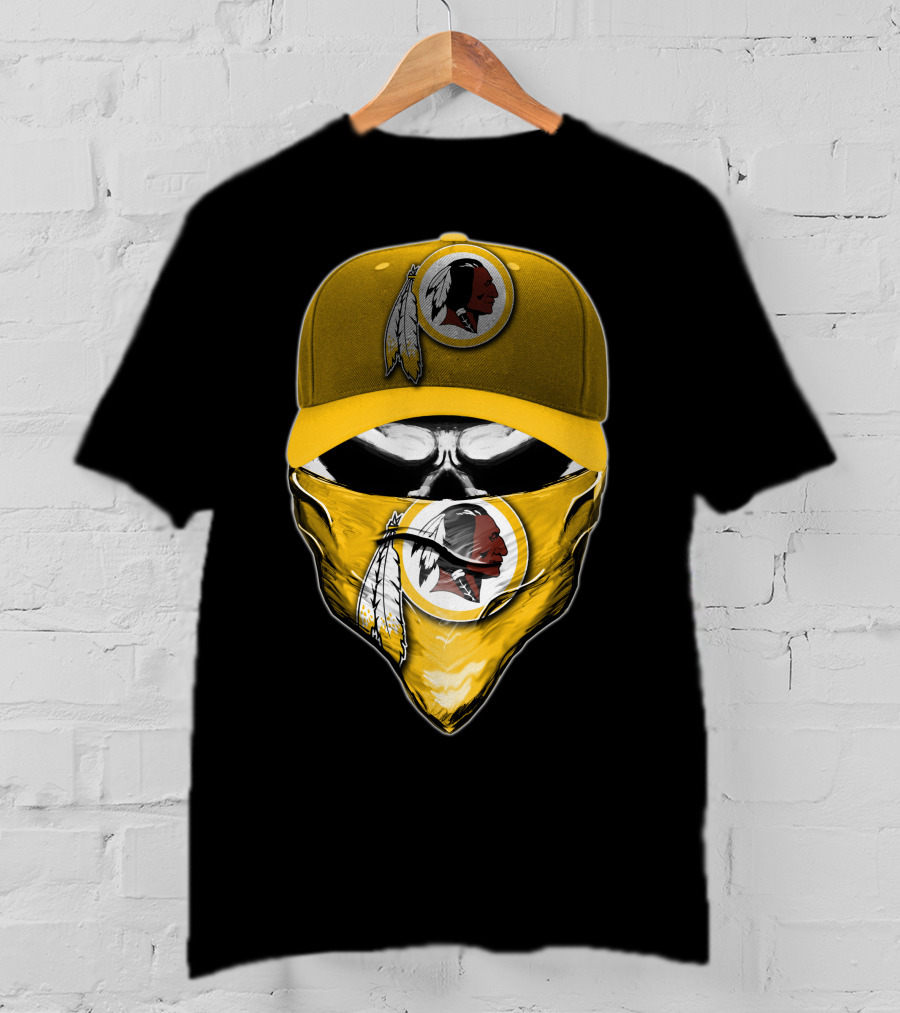 Skull V6 Washington Redskins Logo Bandana And Cap T-Shirt