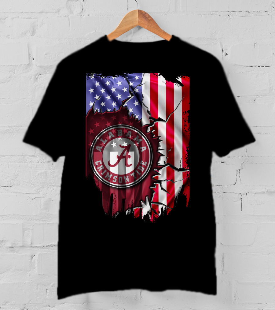 Alabama Crimson Tide American Flag V2 Stars And Stripes T-Shirt