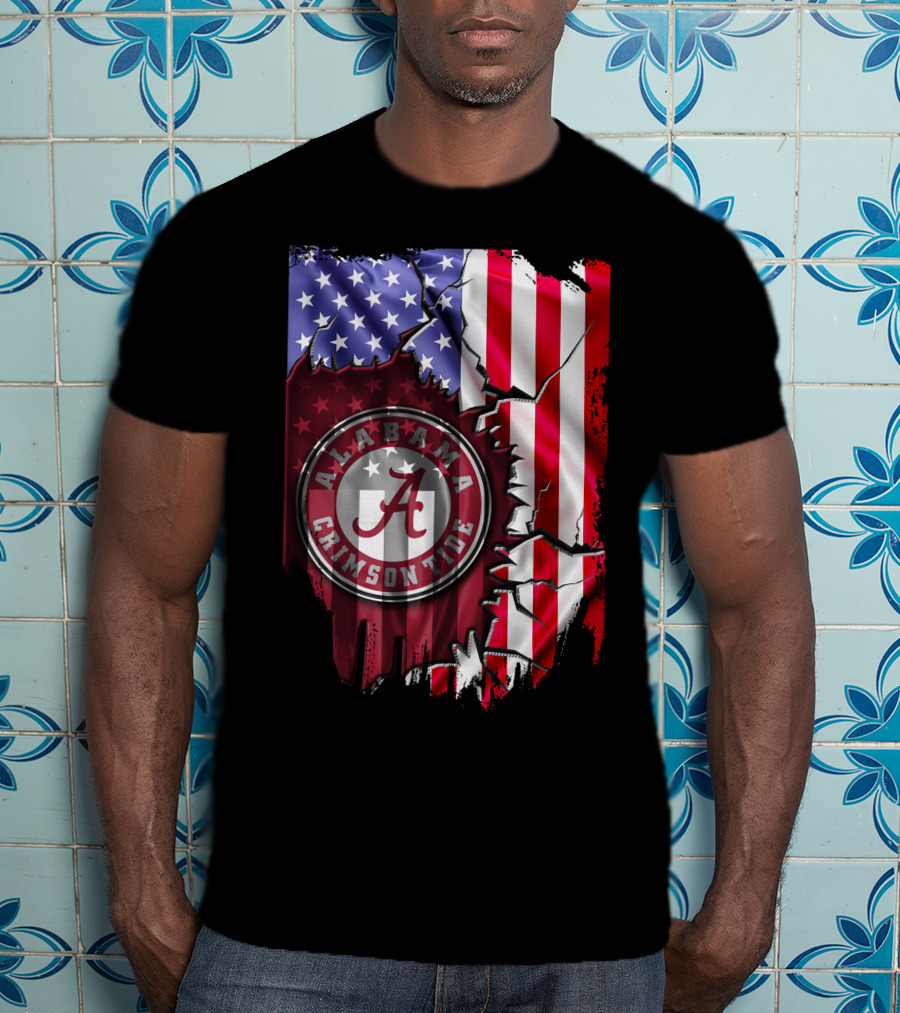 Alabama Crimson Tide American Flag V2 Stars And Stripes T-Shirt