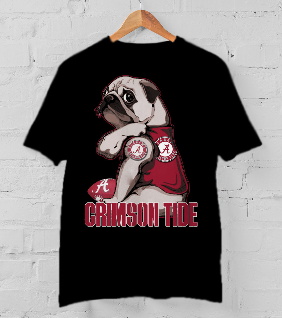 Pug Alabama Crimson Tide Football Fan Puppy T-Shirt