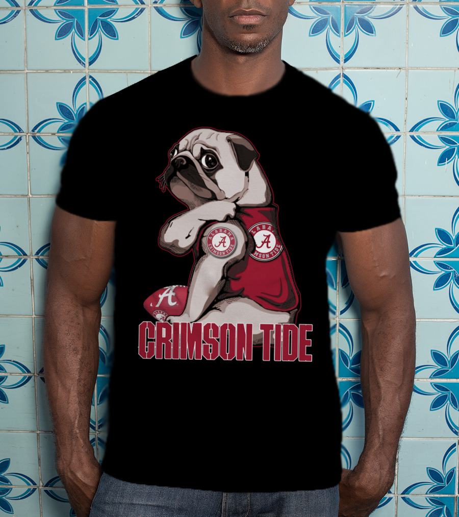 Pug Alabama Crimson Tide Football Fan Puppy T-Shirt