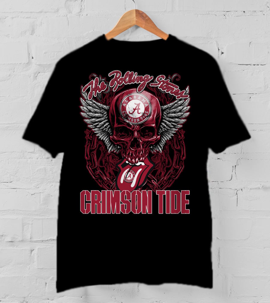 The Rolling Stones Alabama Crimson Tide Skull With Wings And Tongue T-Shirt