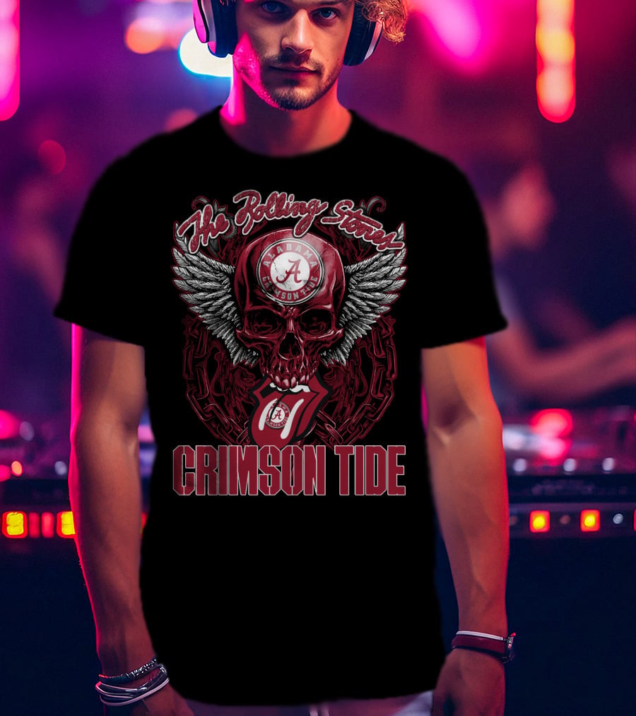 The Rolling Stones Alabama Crimson Tide Skull With Wings And Tongue T-Shirt
