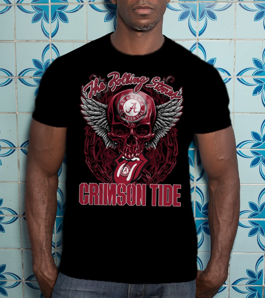 The Rolling Stones Alabama Crimson Tide Skull With Wings And Tongue T-Shirt