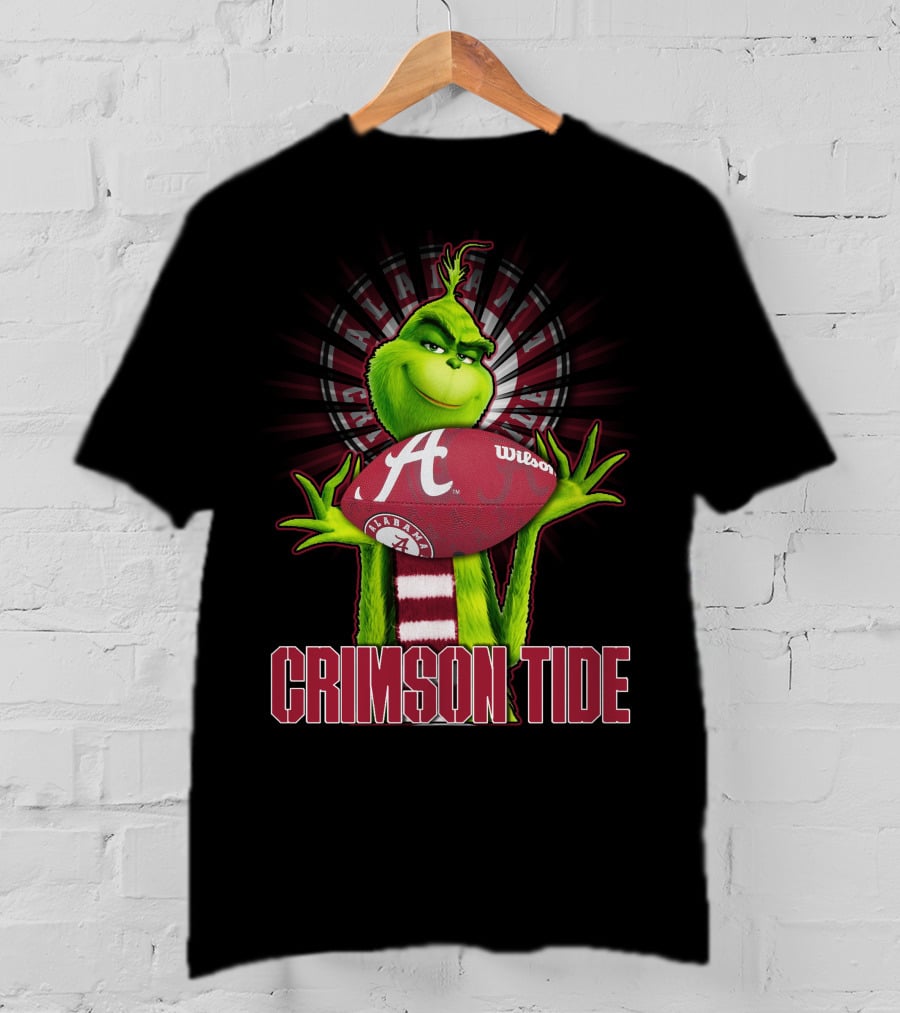 Grinch Holding Alabama Crimson Tide Football Wilson T-Shirt