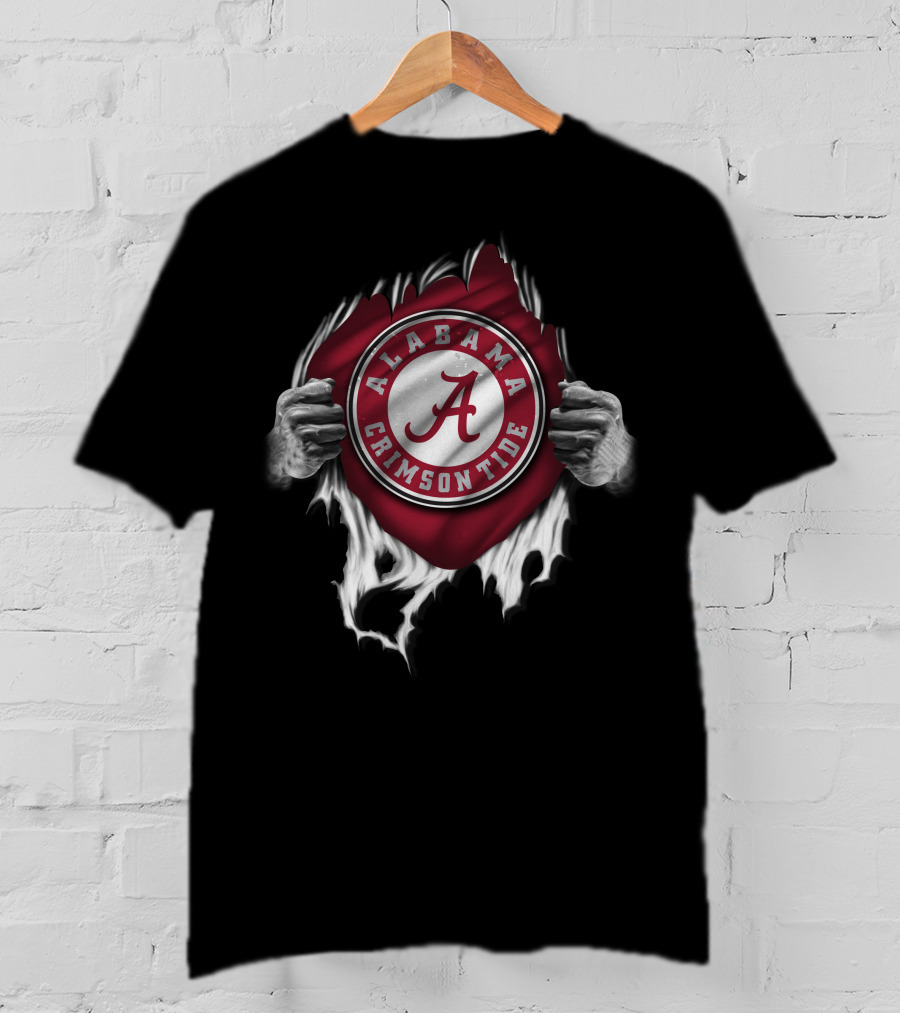 Alabama Crimson Tide Torn Logo With Hands T-Shirt