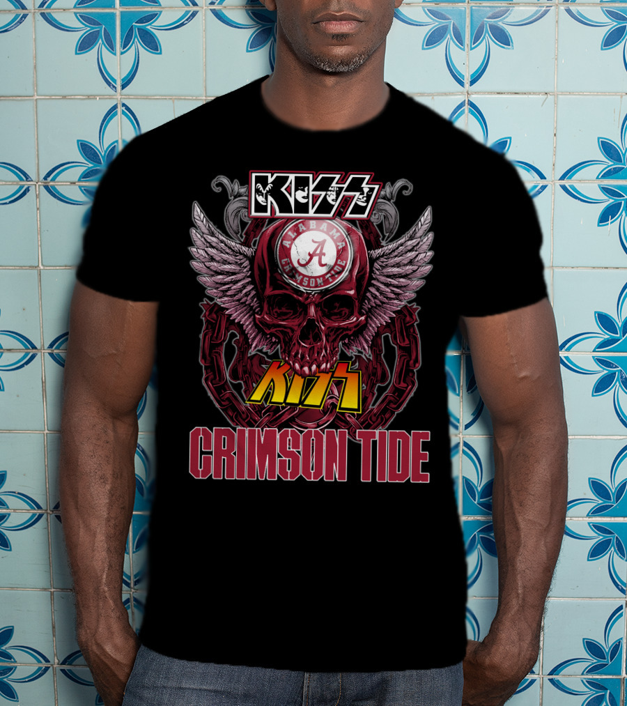 Kiss Alabama Crimson Tide Skull Wings Chain T-Shirt