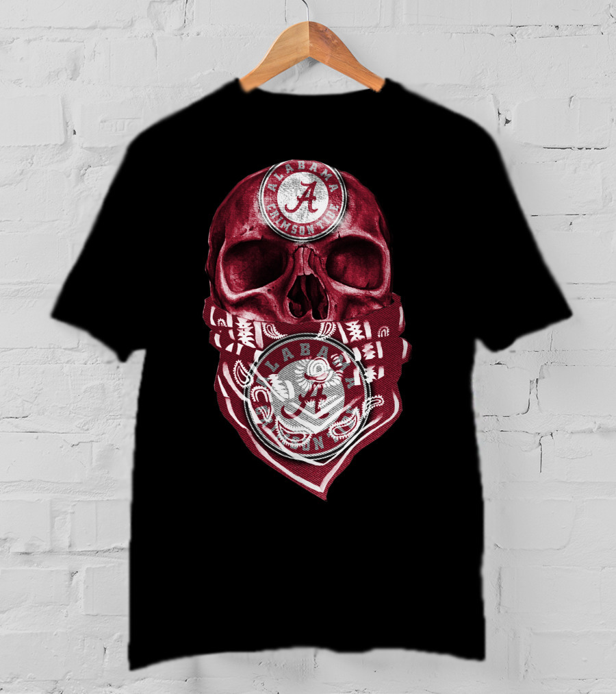 Skull Alabama Crimson Tide Bandana T-Shirt