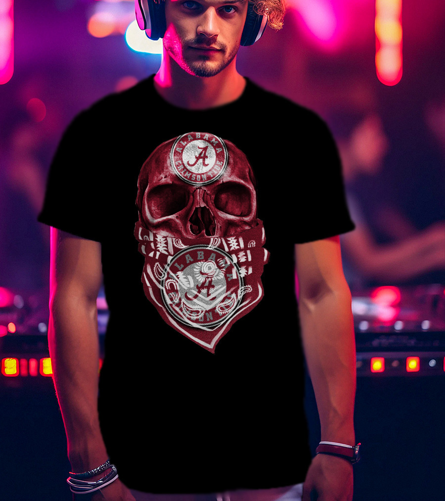 Skull Alabama Crimson Tide Bandana T-Shirt