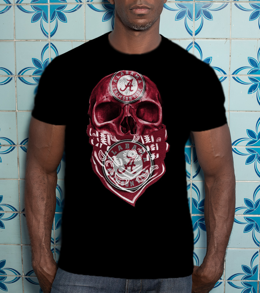 Skull Alabama Crimson Tide Bandana T-Shirt