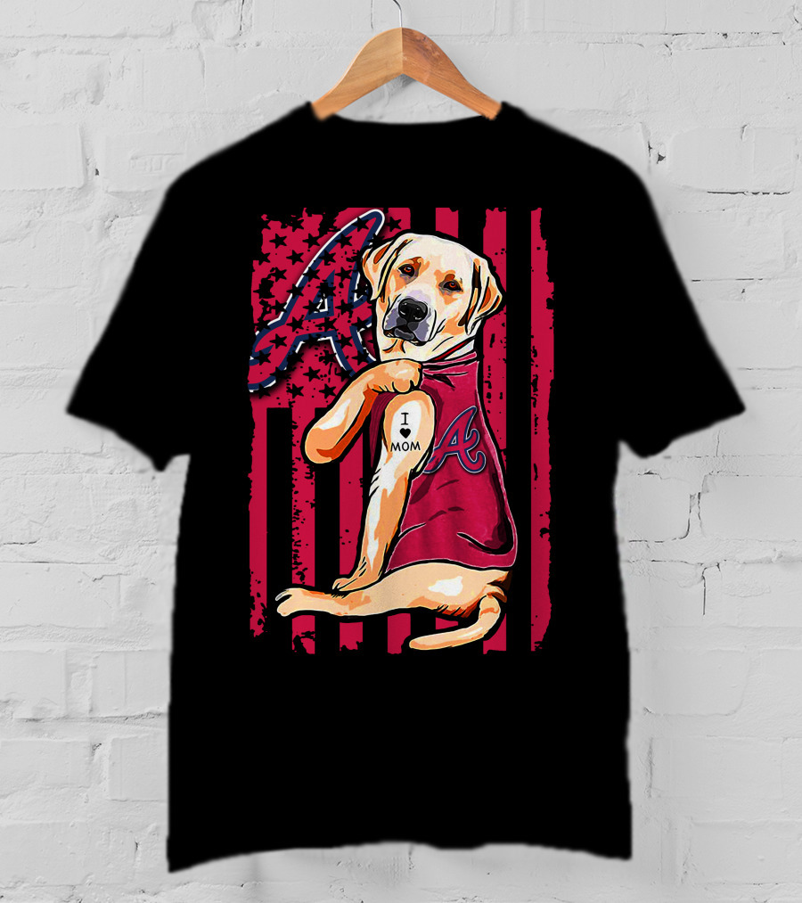 Atlanta Braves Labrador Retriever I Love Mom Baseball T-Shirt