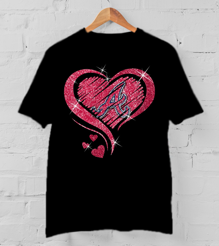 Heart Diamond Atlanta Braves Sparkling Glitter A T-Shirt