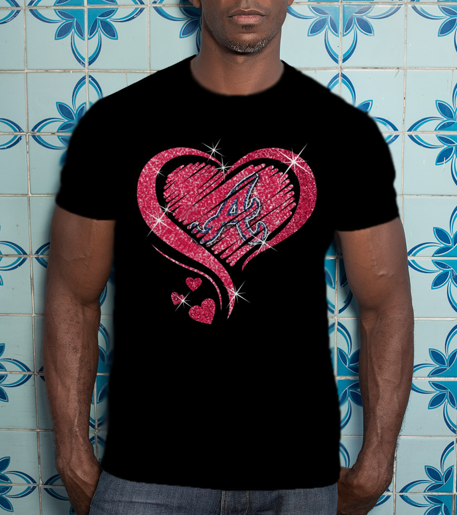 Heart Diamond Atlanta Braves Sparkling Glitter A T-Shirt