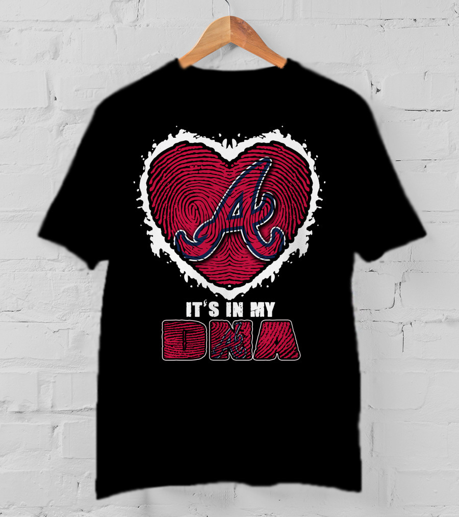 It's In My DNA Atlanta Braves Heart Fingerprint T-Shirt
