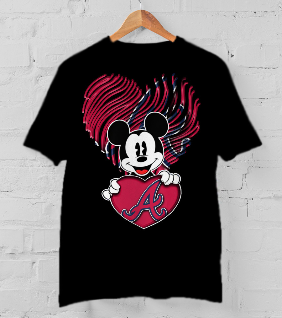 Mickey Mouse Atlanta Braves Heart T-Shirt
