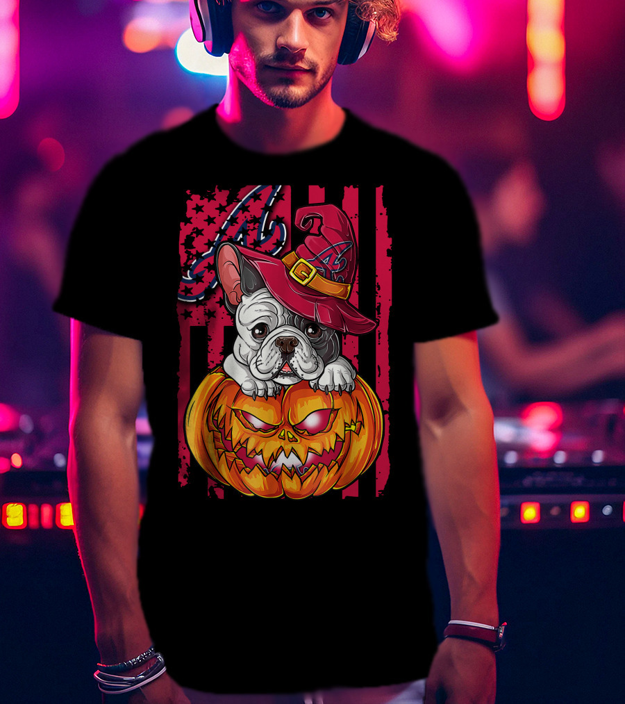 Atlanta Braves Halloween Bulldog Pumpkin T-Shirt