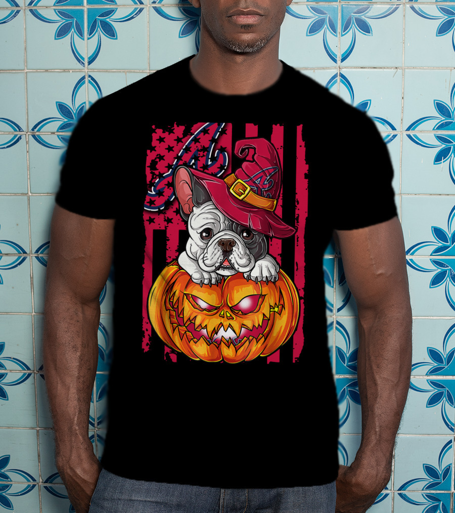Atlanta Braves Halloween Bulldog Pumpkin T-Shirt