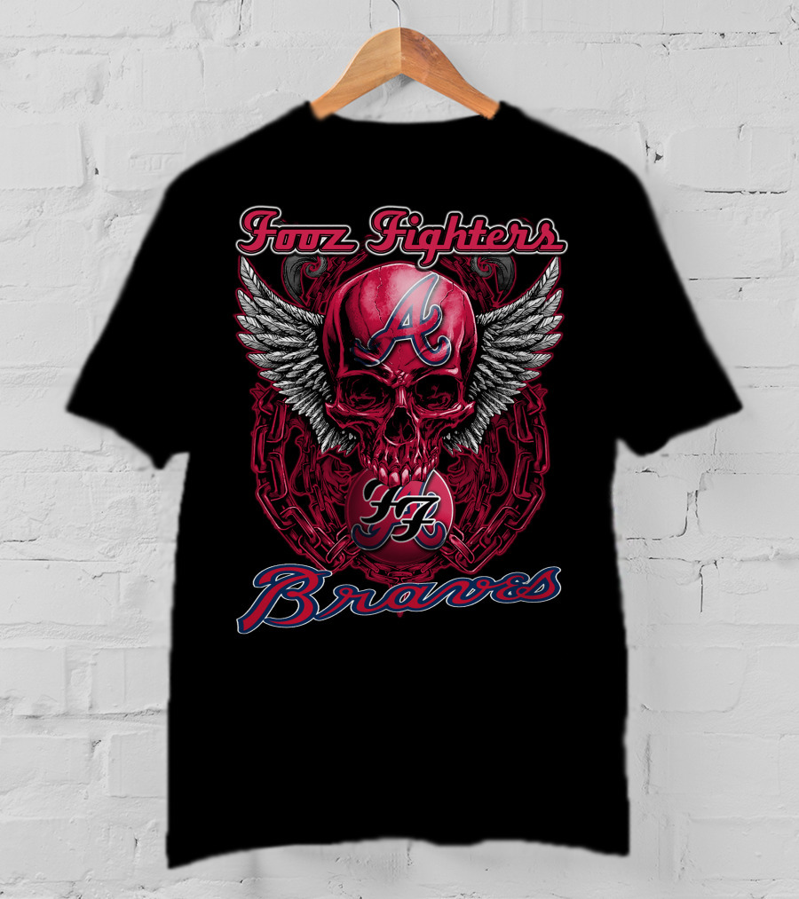 Fooz Fighters Atlanta Braves Skull Wings T-Shirt