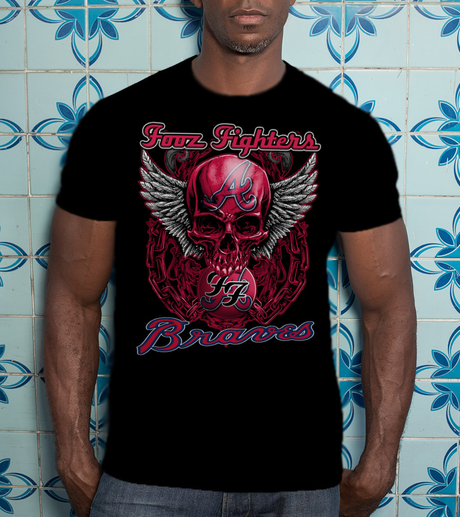 Fooz Fighters Atlanta Braves Skull Wings T-Shirt