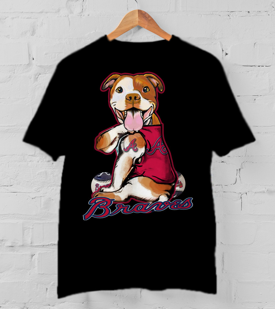 Atlanta Braves Pitbull Baseball Paw Fans T-Shirt