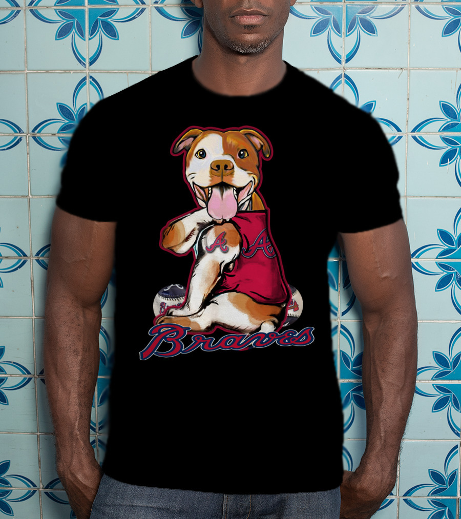 Atlanta Braves Pitbull Baseball Paw Fans T-Shirt