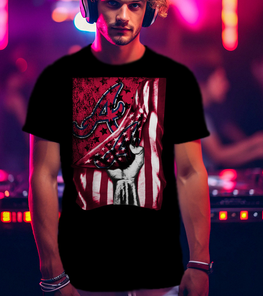 Flag Atlanta Braves Stars Stripes Baseball T-Shirt