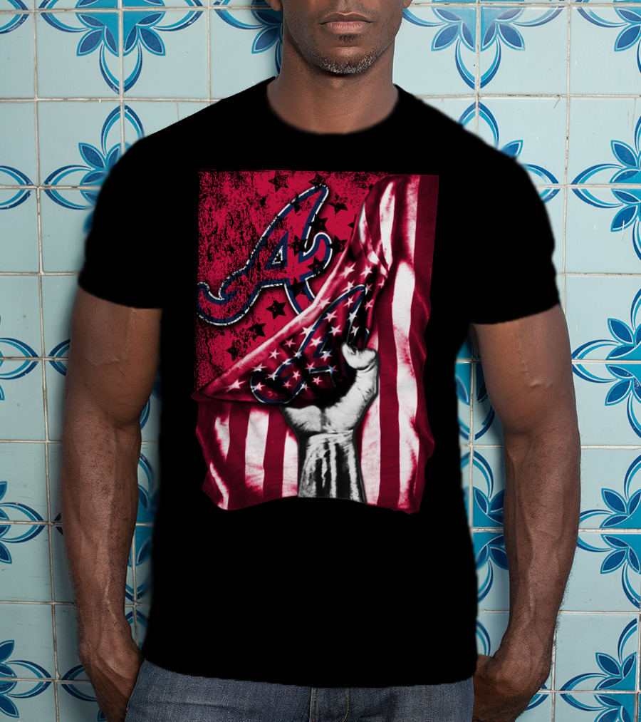 Flag Atlanta Braves Stars Stripes Baseball T-Shirt