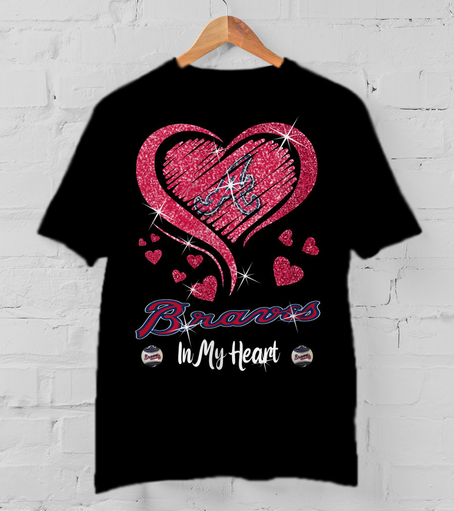 Braves In My Heart Sparkling Heart T-Shirt