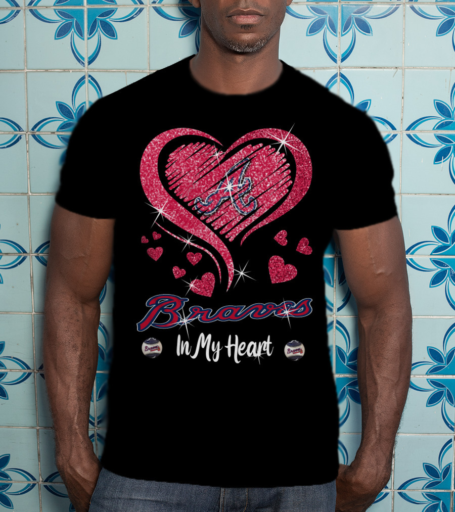 Braves In My Heart Sparkling Heart T-Shirt
