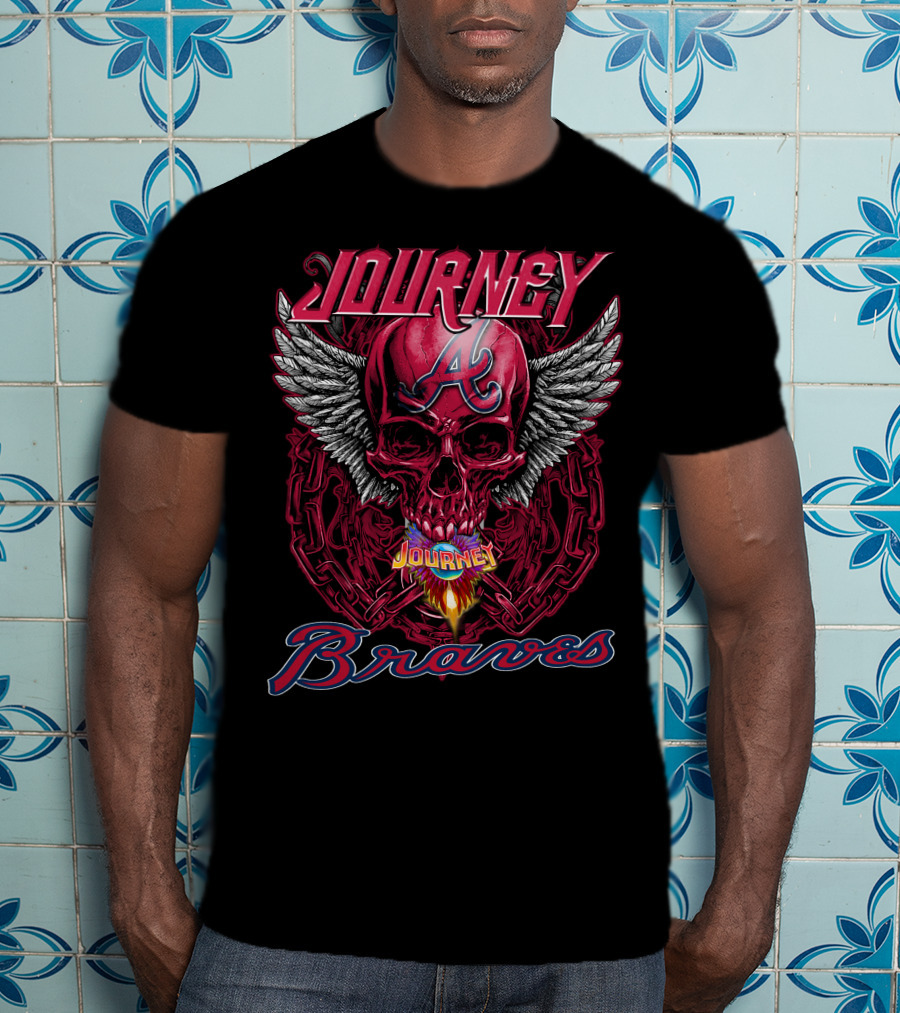 Journey Atlanta Braves Skull Wings T-Shirt