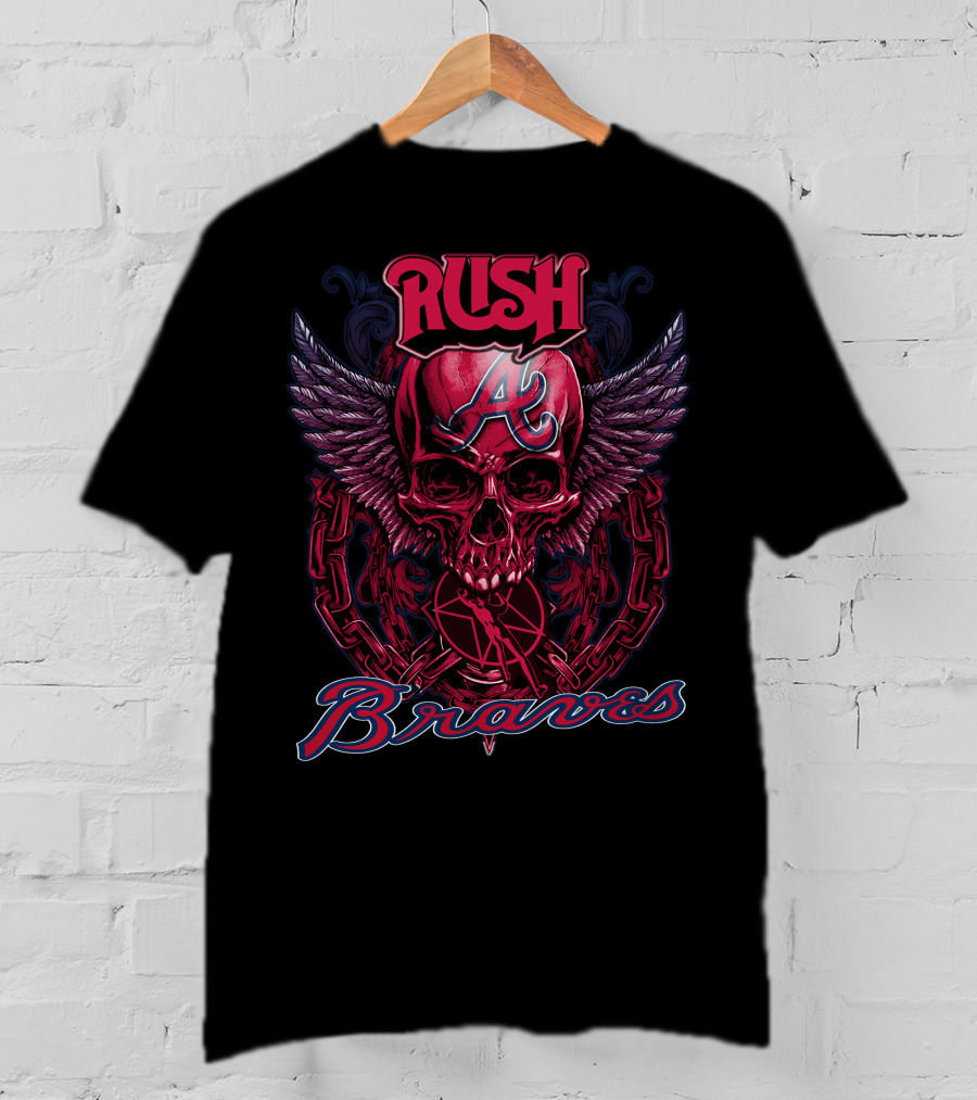 Rush Braves Atlanta Skull With Wings And Chains T-Shirt