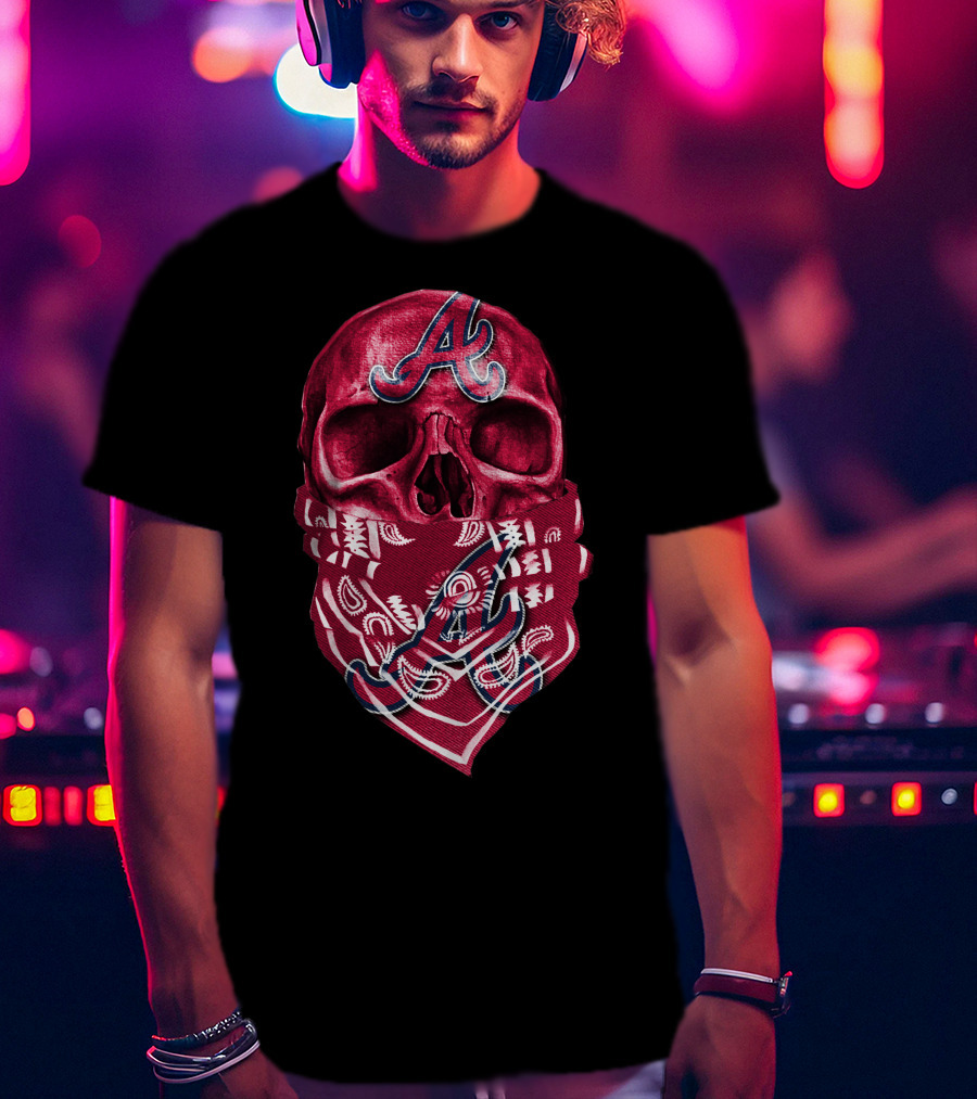Atlanta Braves Skull Bandana V5 T-Shirt
