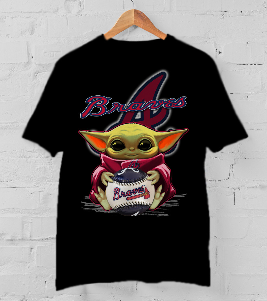 Braves Yoda Holding Baseball With Atlanta Braves T-Shirt