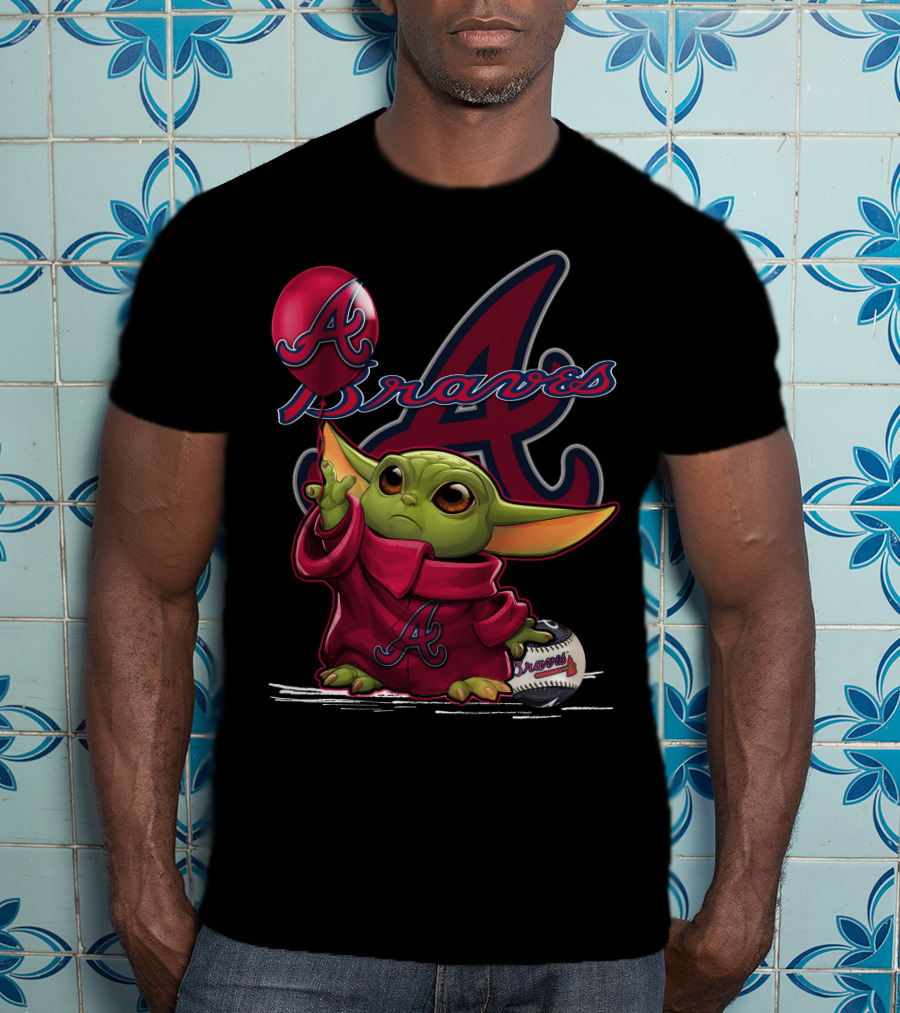 Yoda Braves Baseball Balloon Fan Art Baby Alien T-Shirt