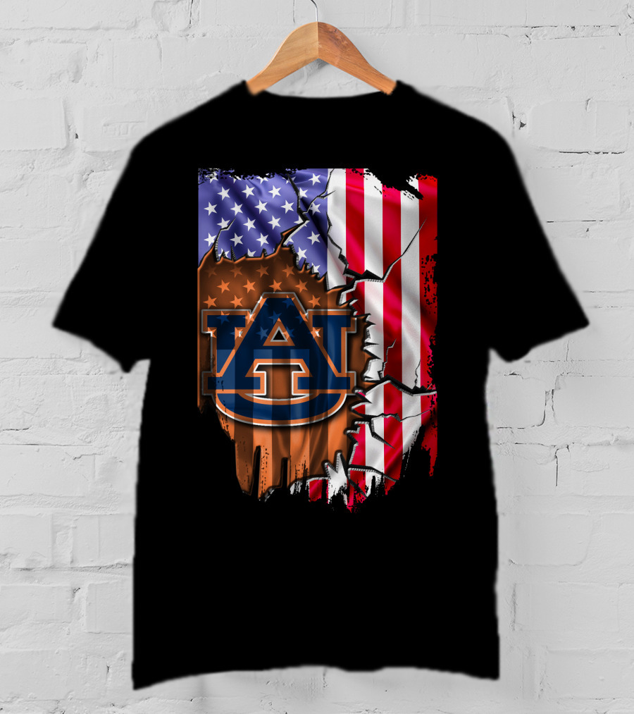 Flag V2 Auburn Tigers American Flag Vintage Style T-Shirt